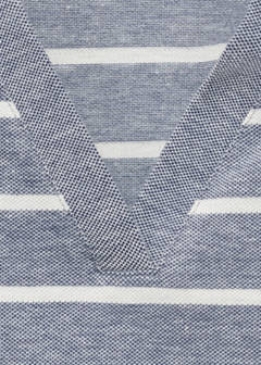 Striped cropped polo shirt — Blue 8