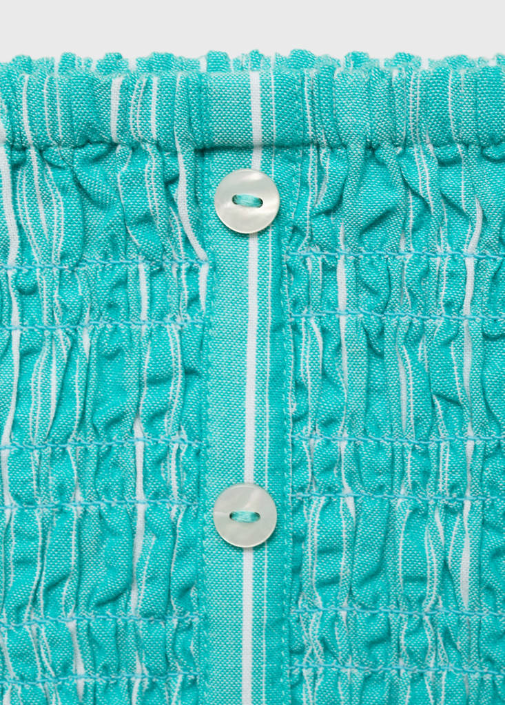 Ruched strapless top — Turquoise