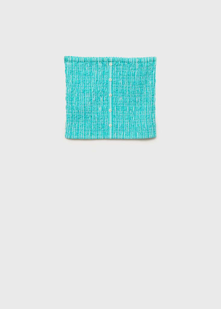 Ruched strapless top — Turquoise
