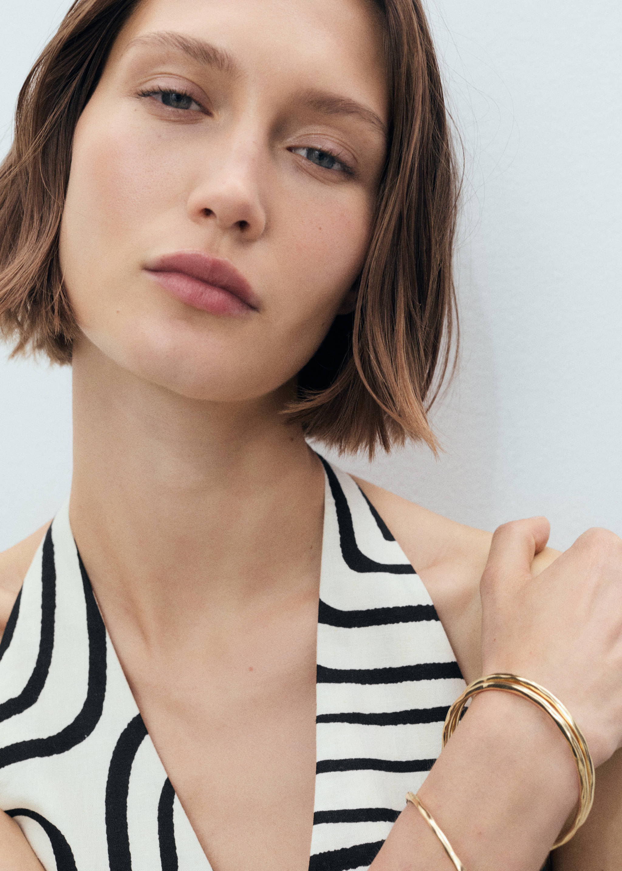 Geometric-print linen waistcoat - Details of the article 1