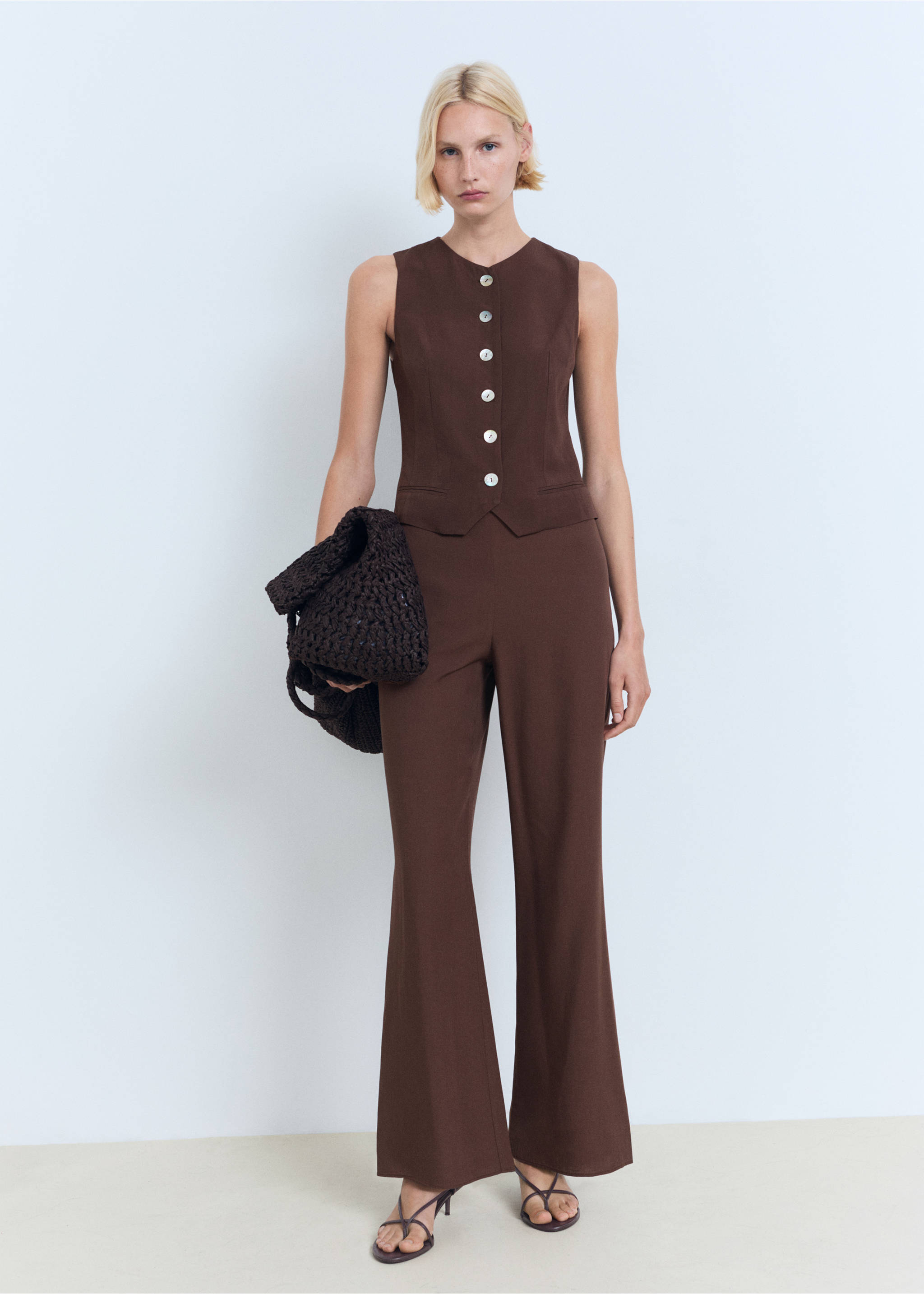 Suit waistcoat with buttons - General plane, Brown. Ref: 17071152-00.
