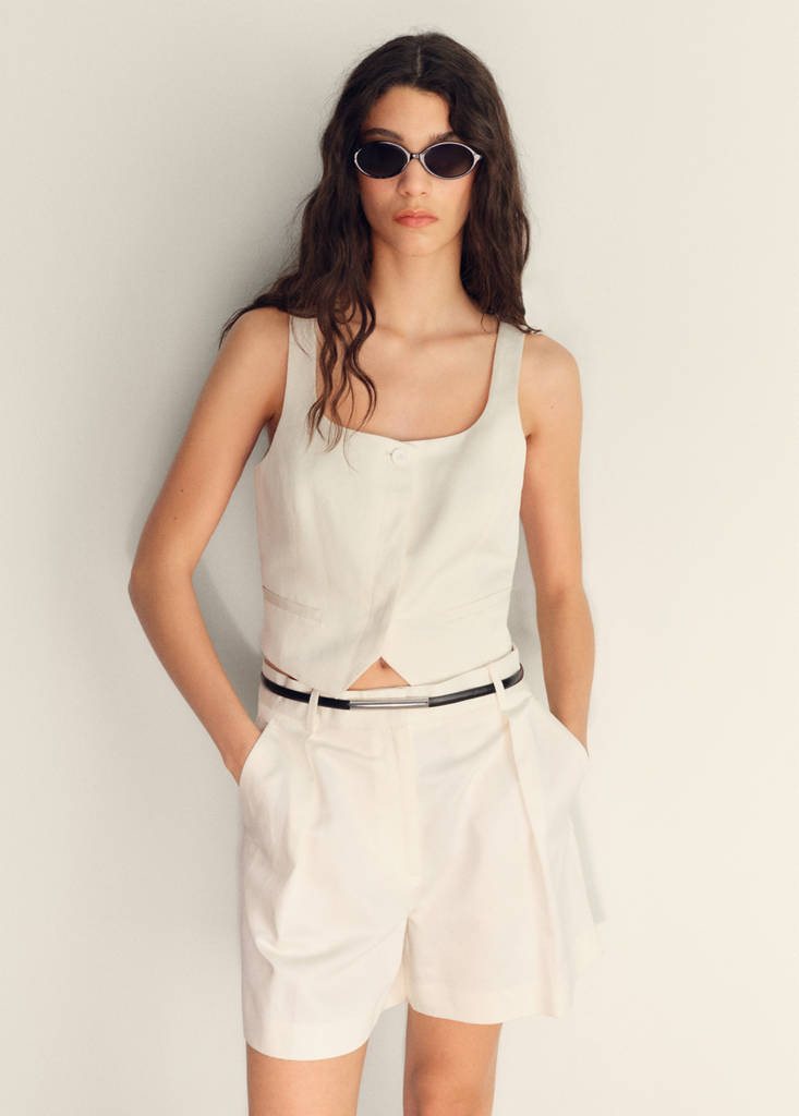 Linen-blend suit bermuda shorts — White