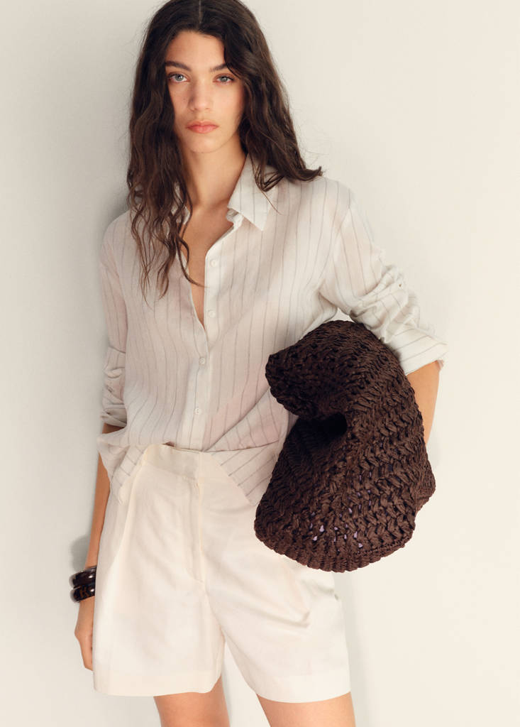 Linen-blend suit bermuda shorts — White