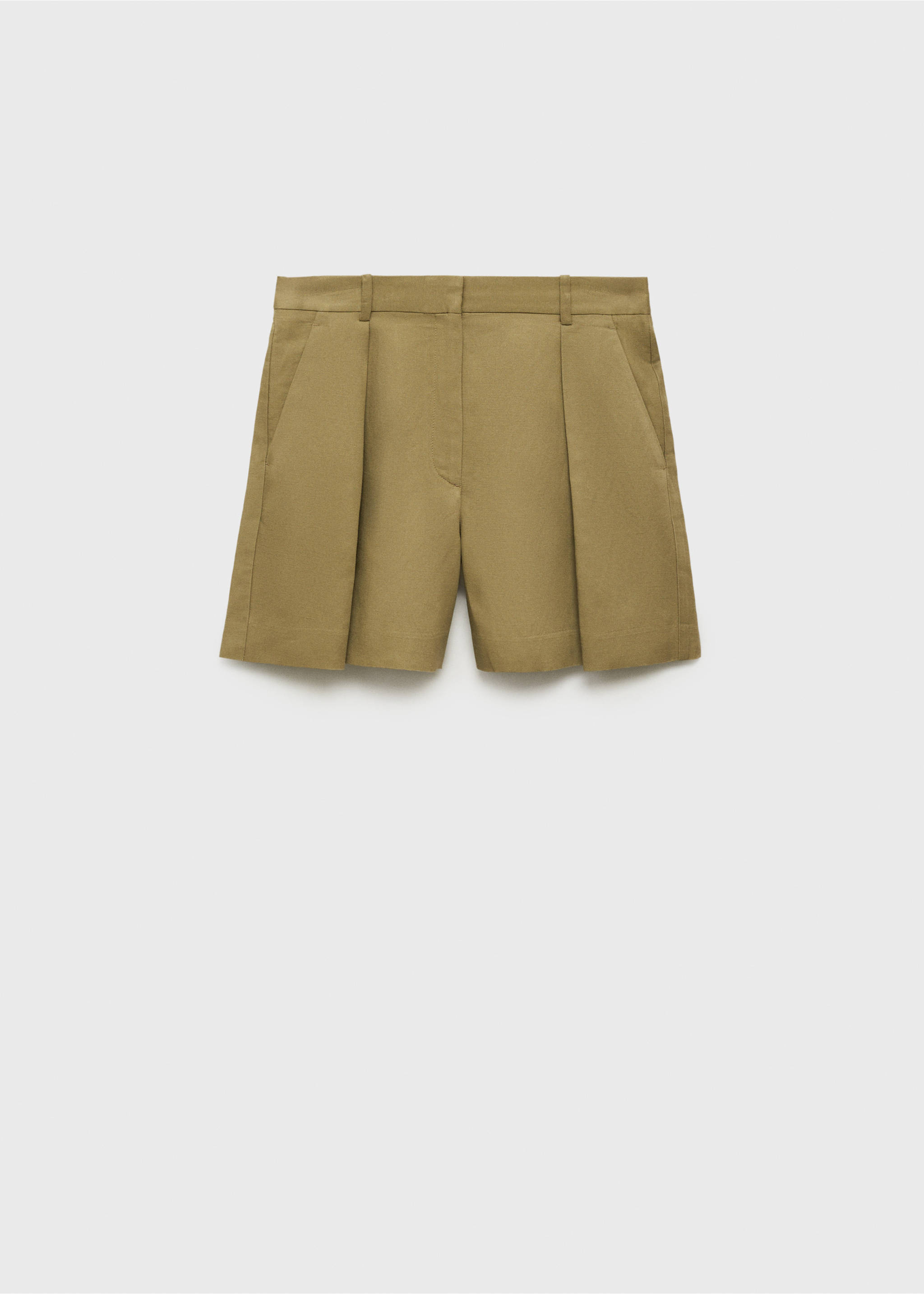 Linen-blend suit bermuda shorts - Article without model, Khaki. Ref: 17071153-00.