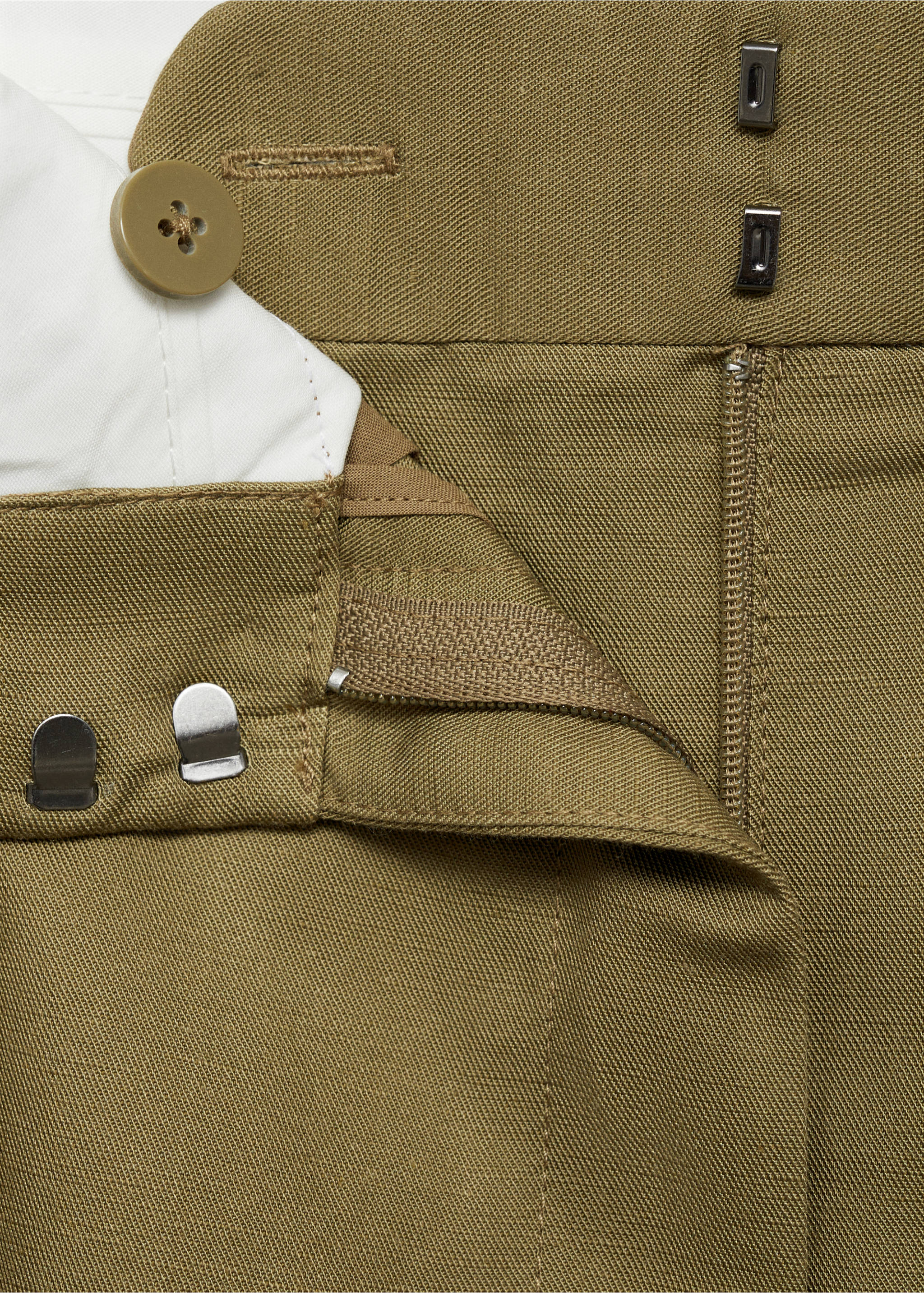 Linen-blend suit bermuda shorts - Details of the article 8, Khaki. Ref: 17071153-00.