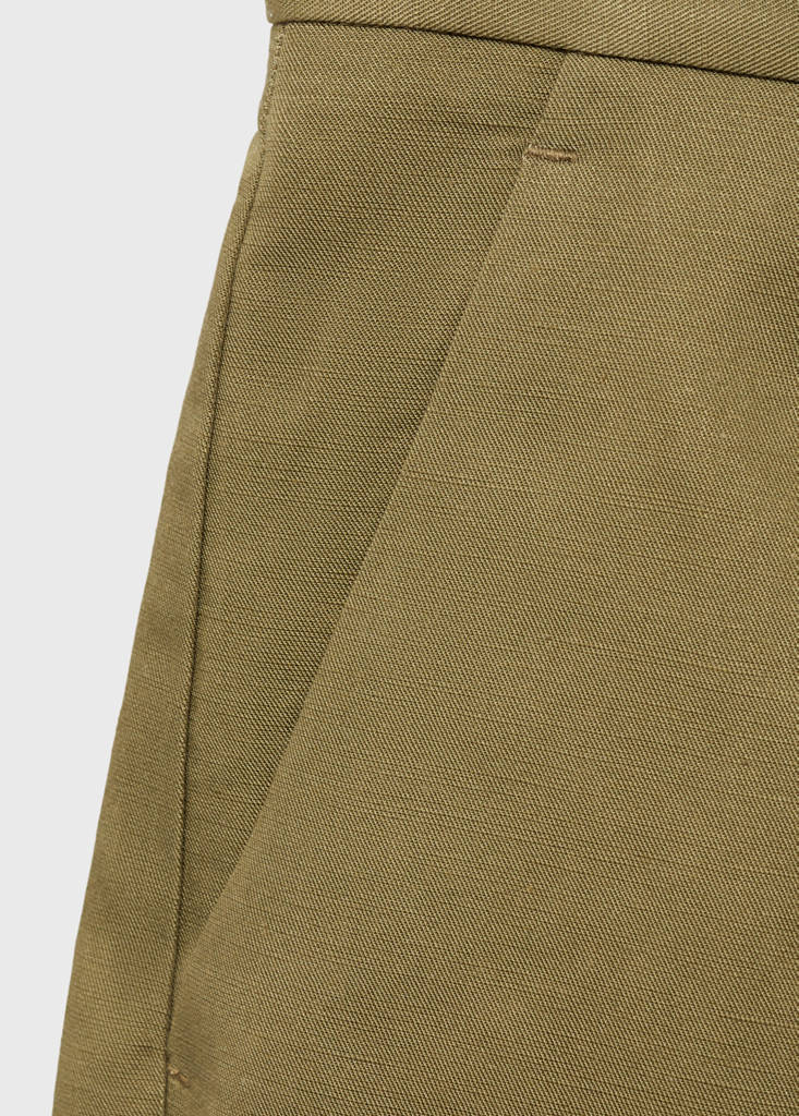 Linen-blend suit bermuda shorts — Khaki