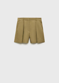 Linen-blend suit bermuda shorts — Khaki 6