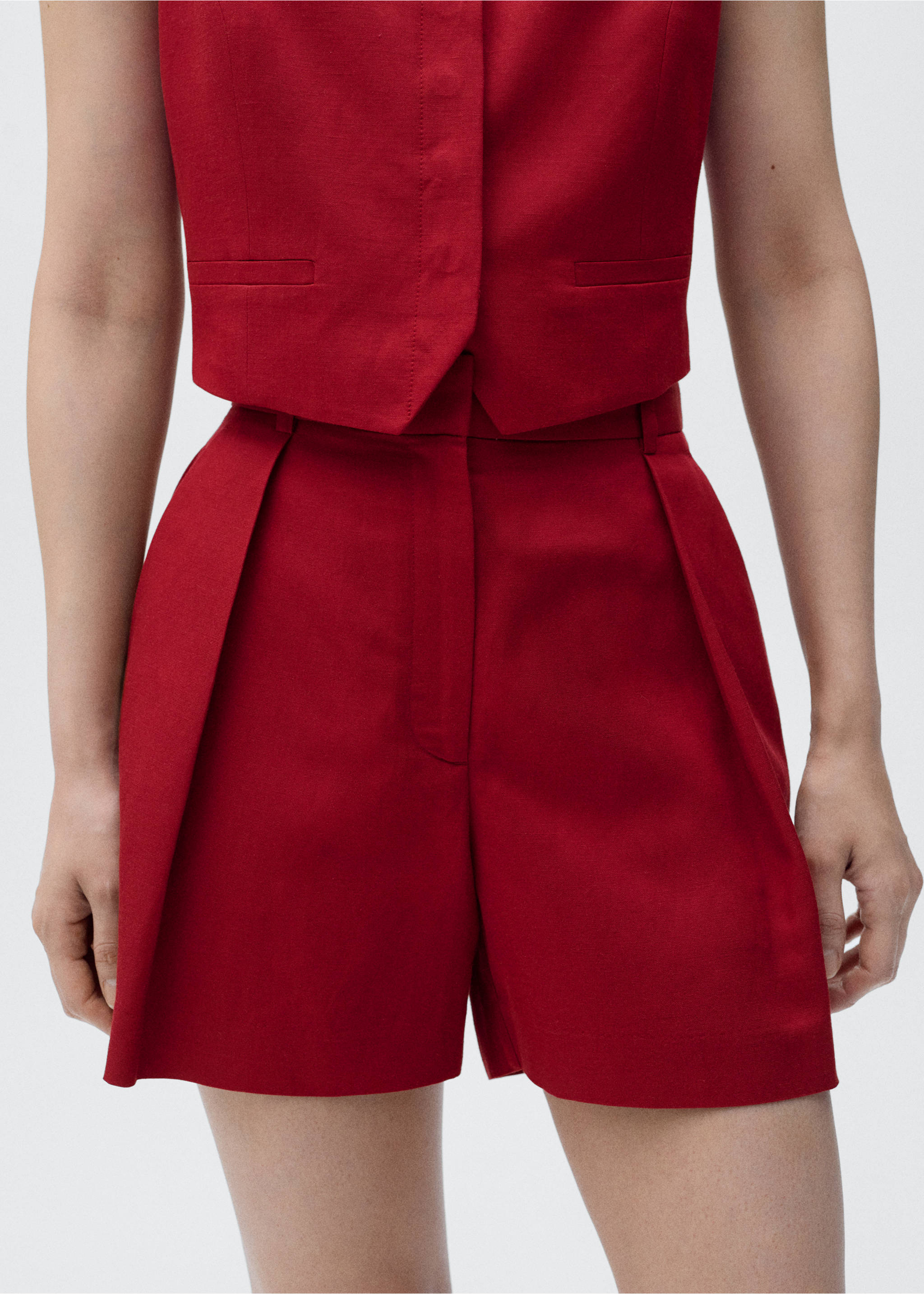 Костюмные бермуды из смесового льна - Деталь изделия 6, Гранатовый. Ref: 17071153-00.