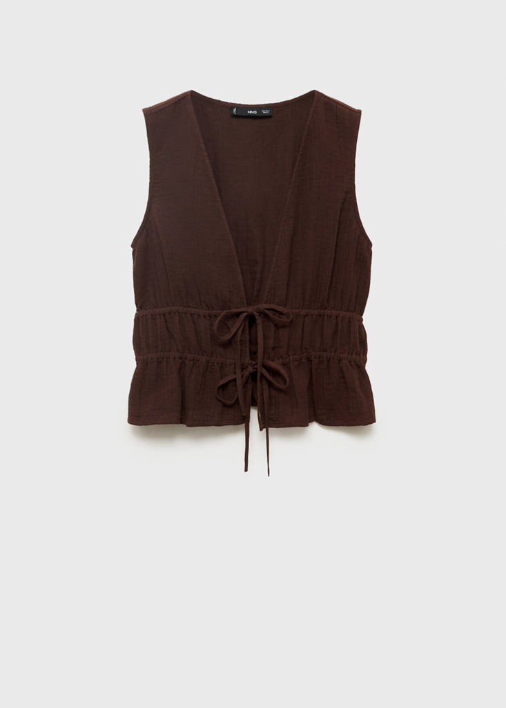 Ruffled top with bows — Chocolate