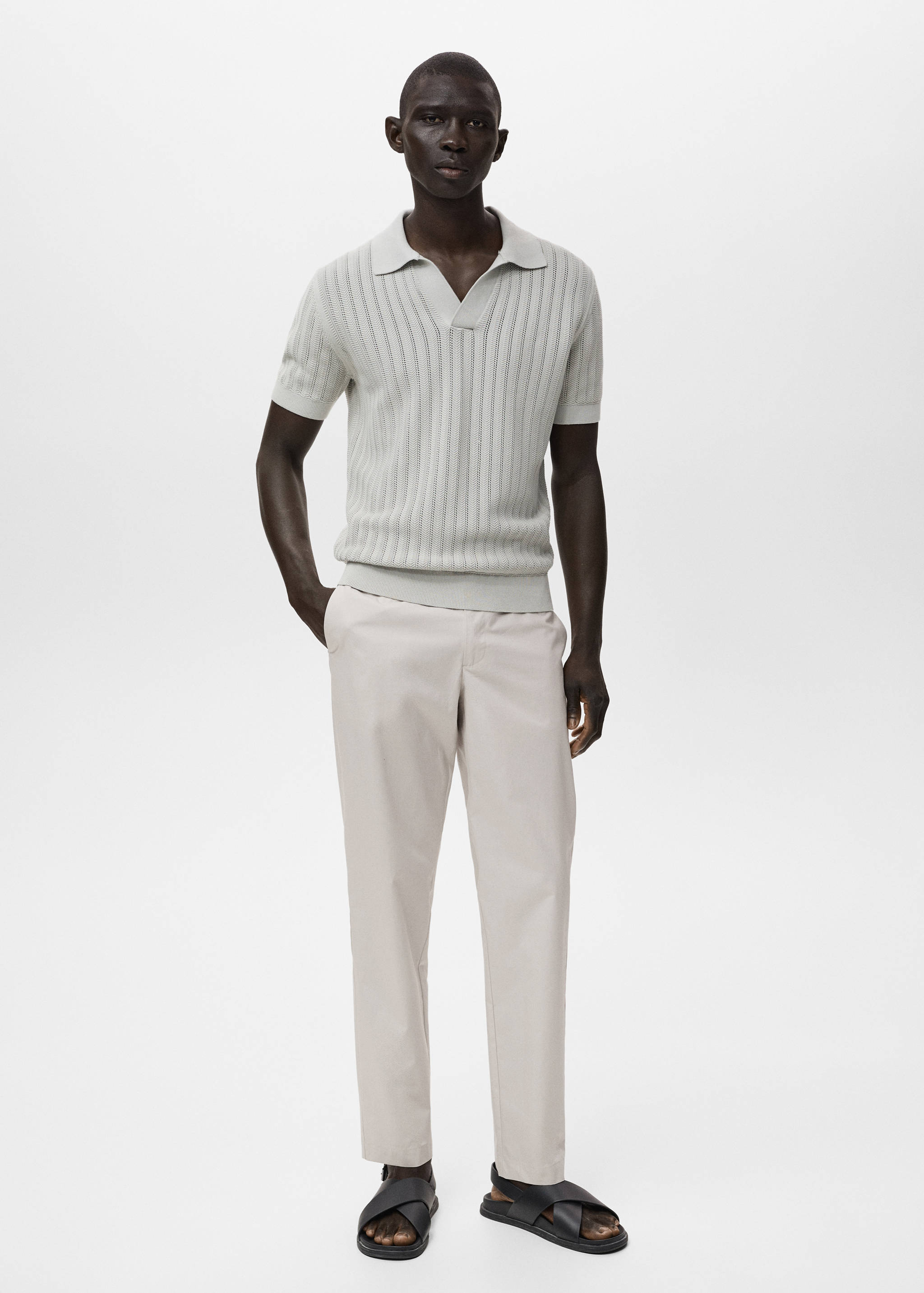 100% slim-fit cotton trousers - General plane