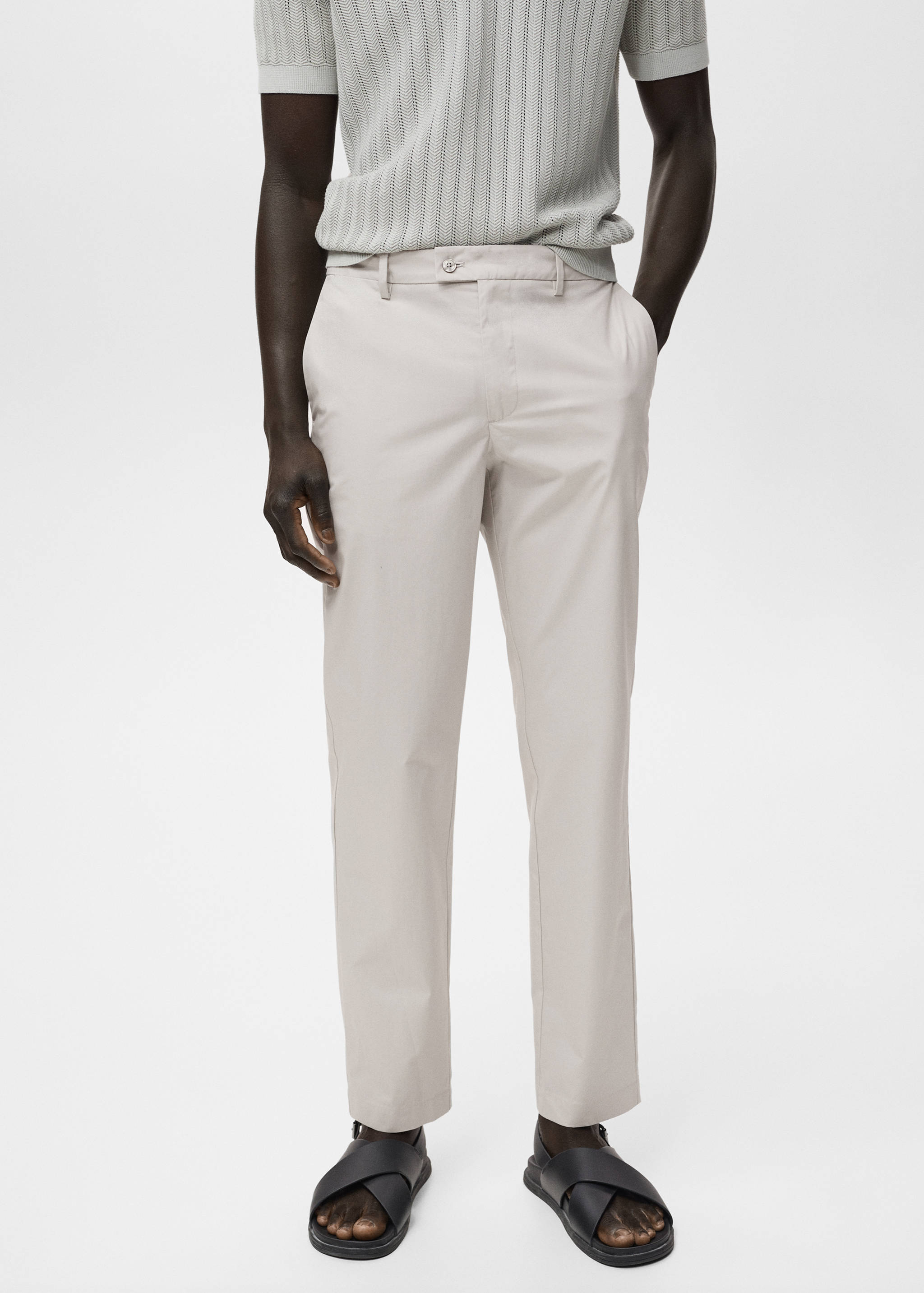 100% slim-fit cotton trousers - Medium plane