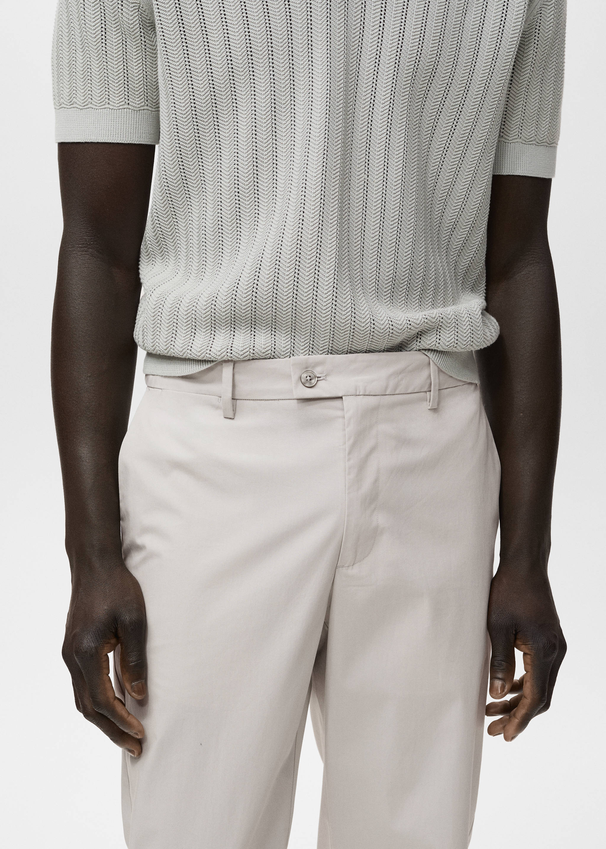 100% slim-fit cotton trousers - Details of the article 1