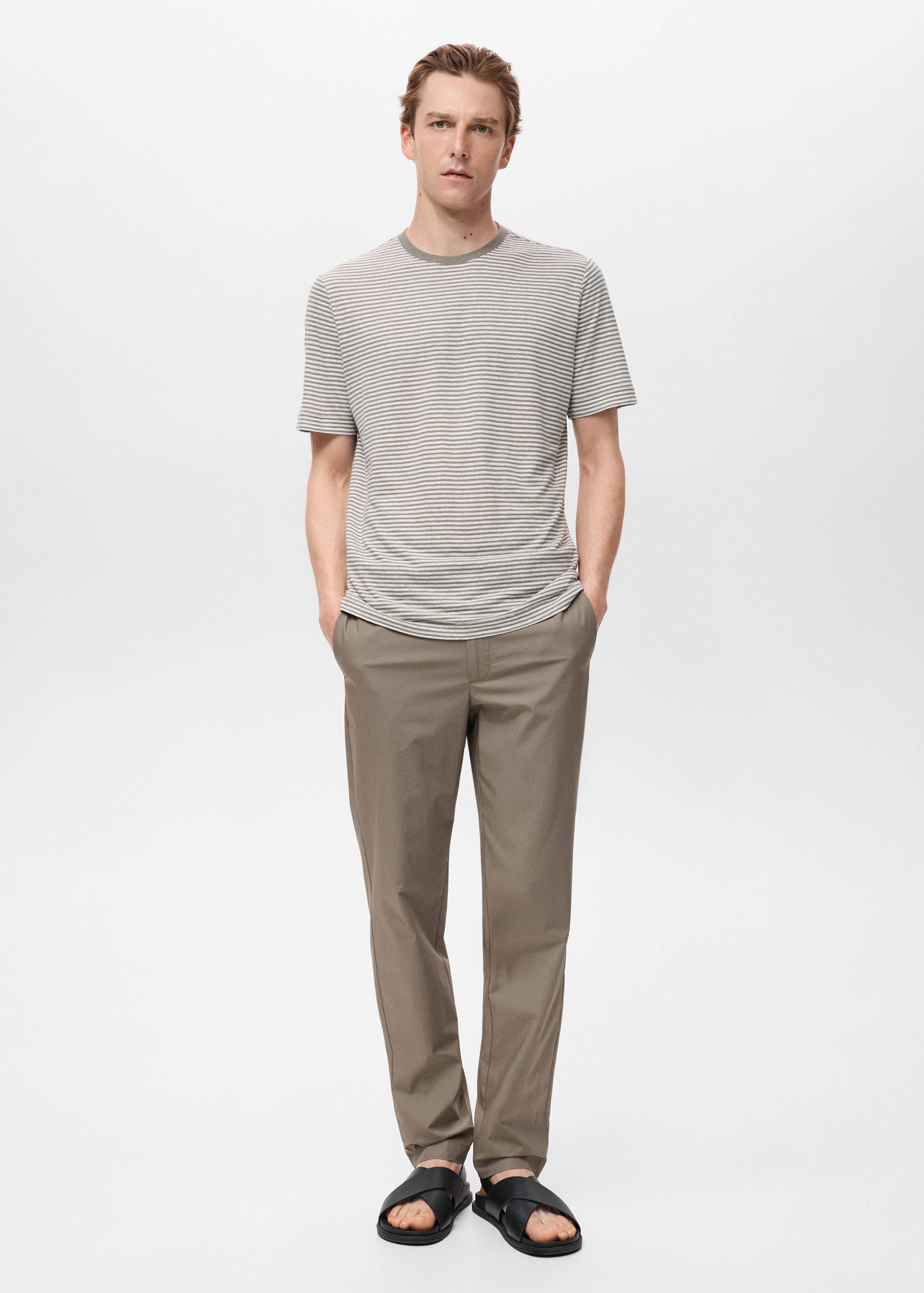100% slim-fit cotton trousers - General plane