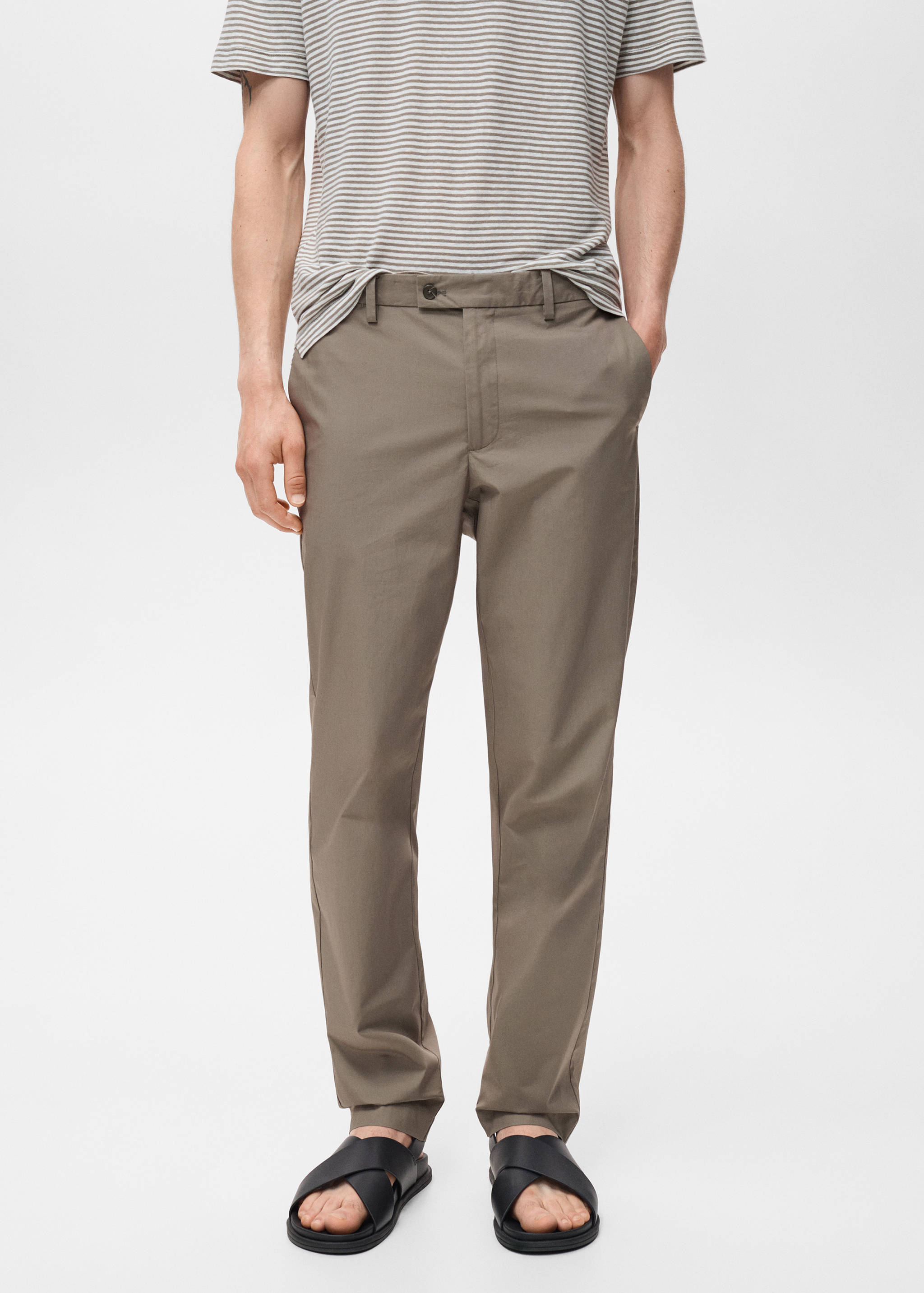 100% slim-fit cotton trousers - Medium plane