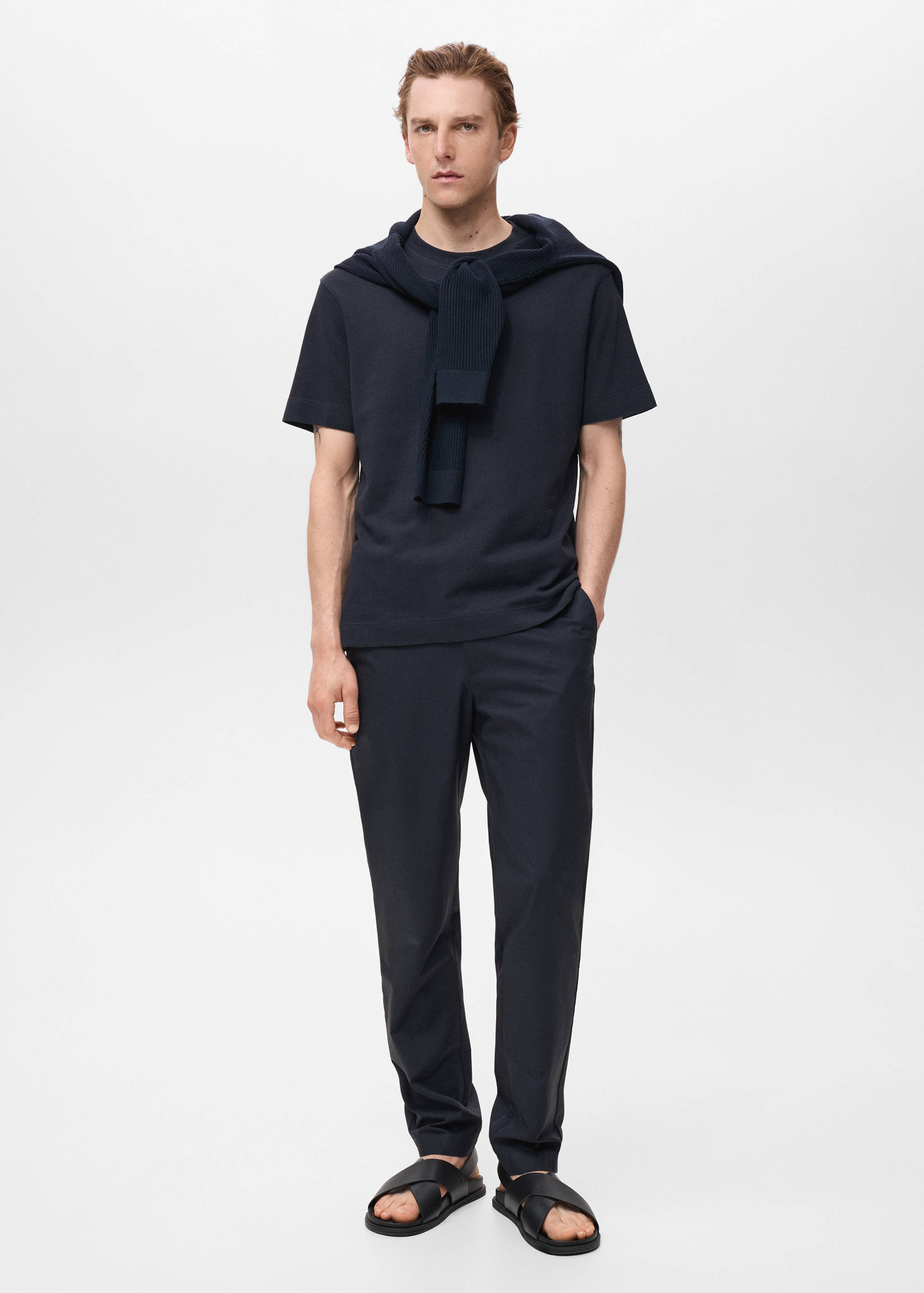 100% slim-fit cotton trousers - General plane