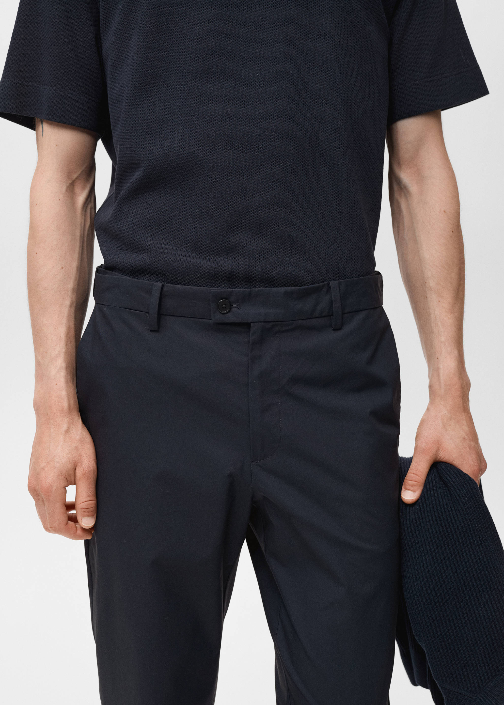 100% slim-fit cotton trousers - Medium plane
