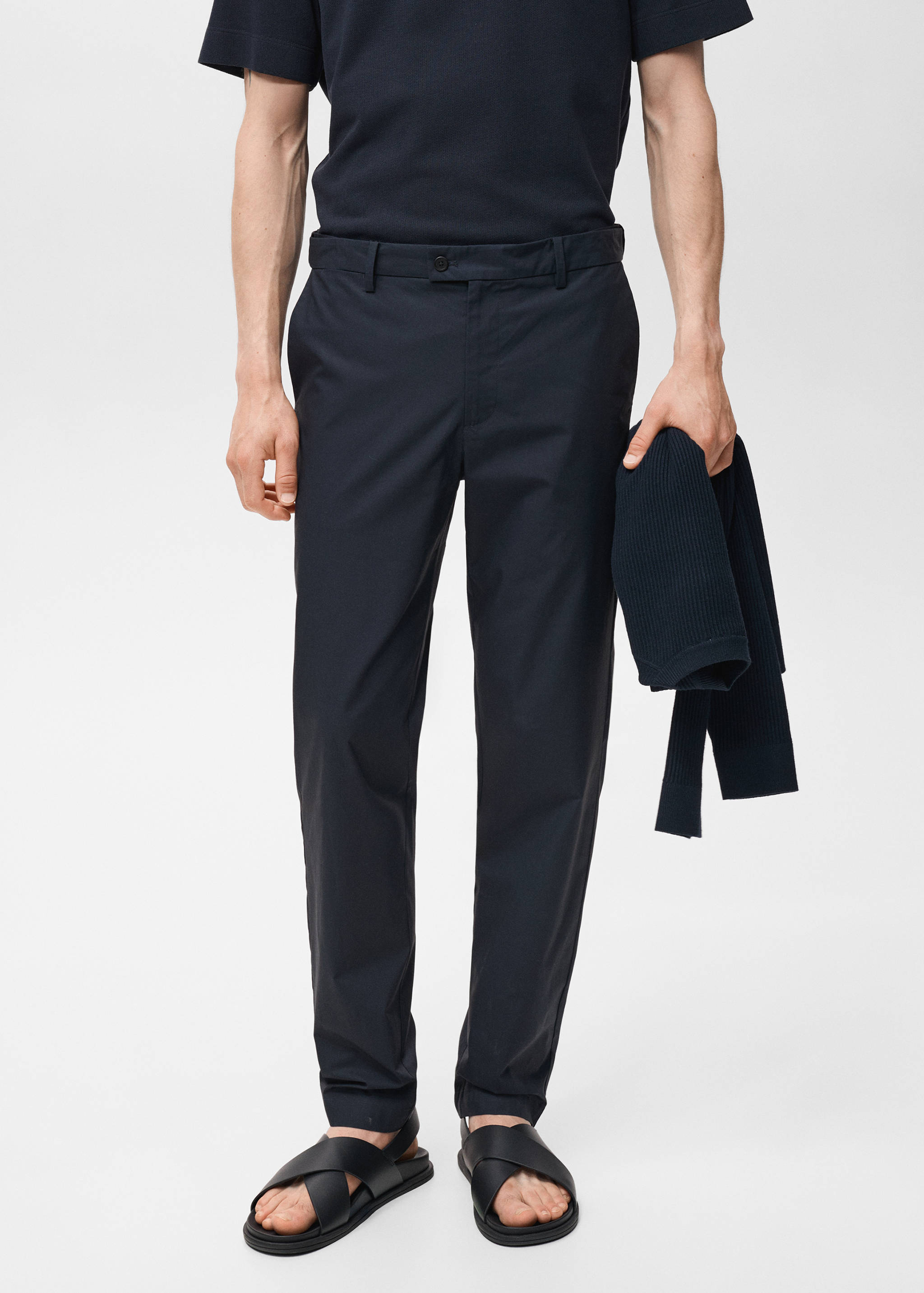100% slim-fit cotton trousers - Details of the article 1