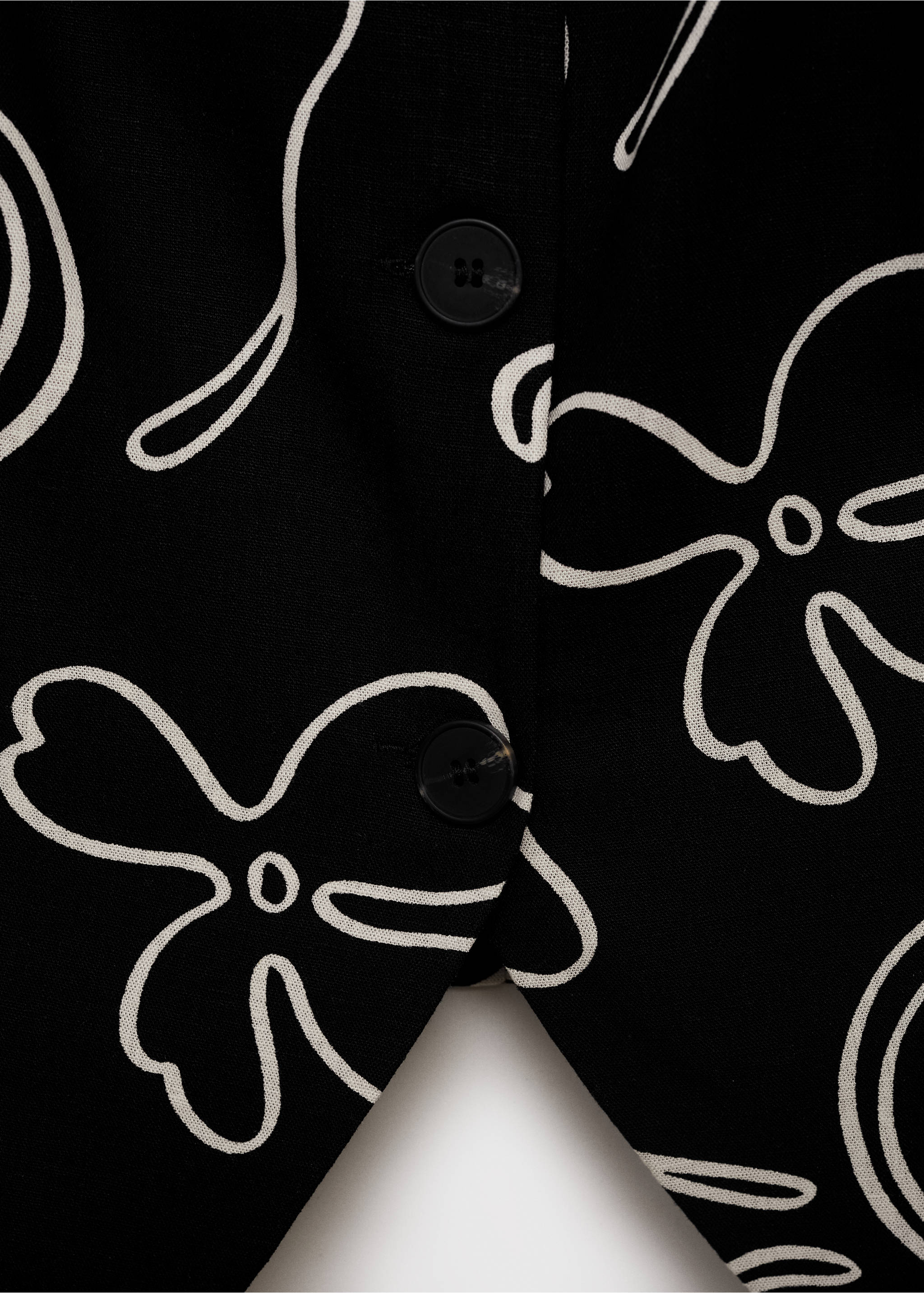 Floral-print linen suit waistcoat - Details of the article 0, Black. Ref: 17071163-00.