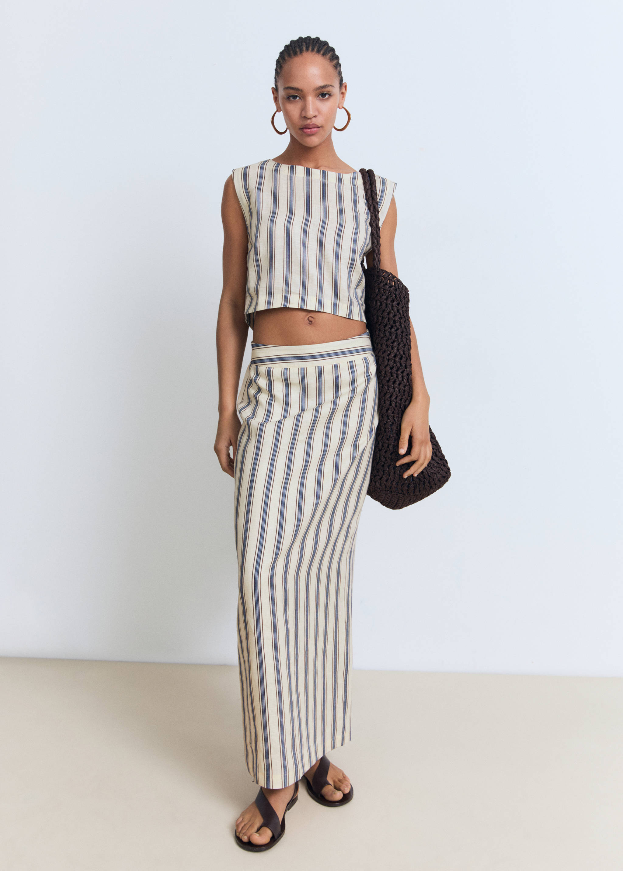 Striped linen skirt - General plane