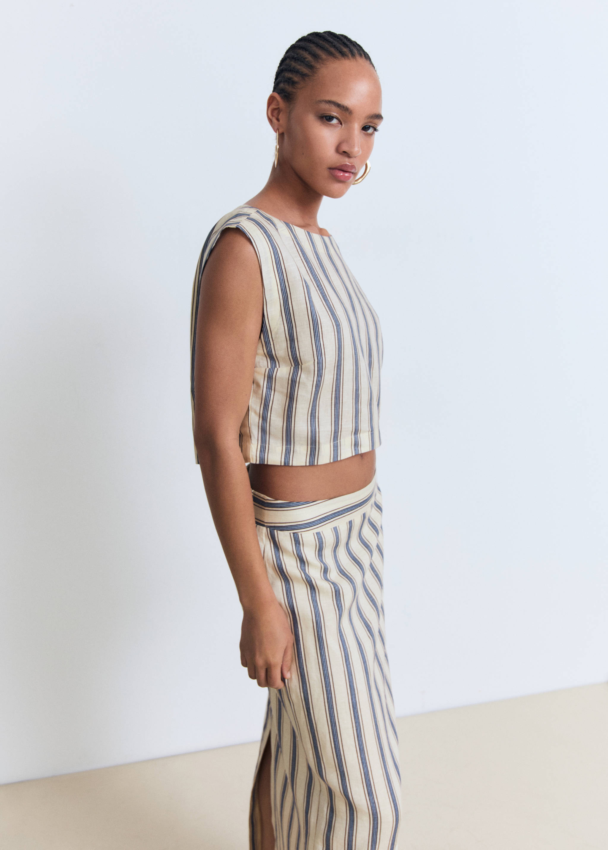 Striped linen skirt - Details of the article 2