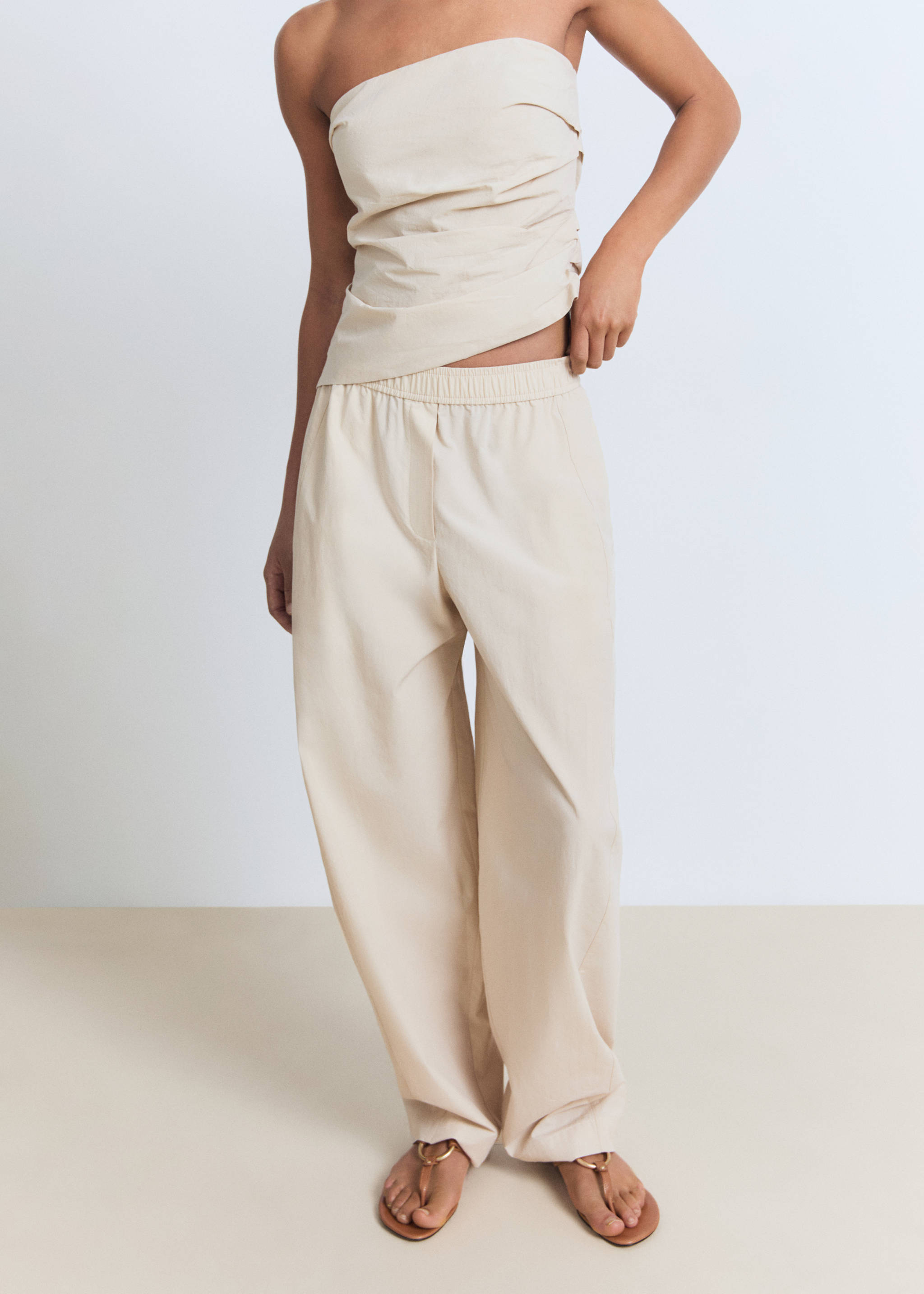 Cotton paperbag trousers - Medium plane