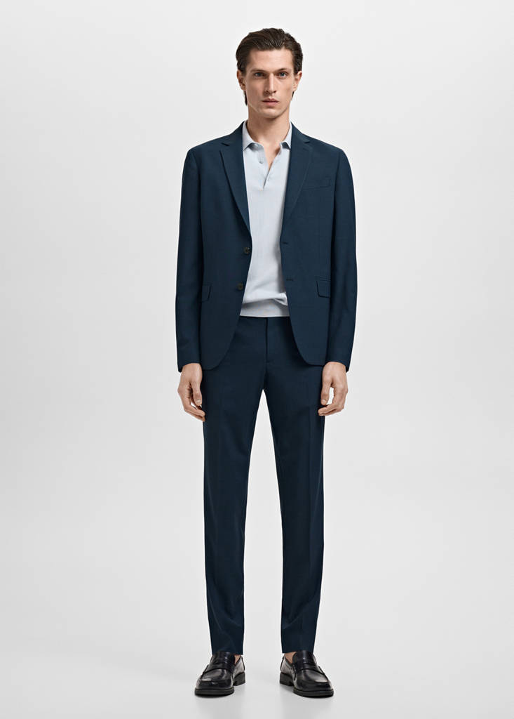 Super slim-fit suit jacket in stretch fabric — Indigo Blue