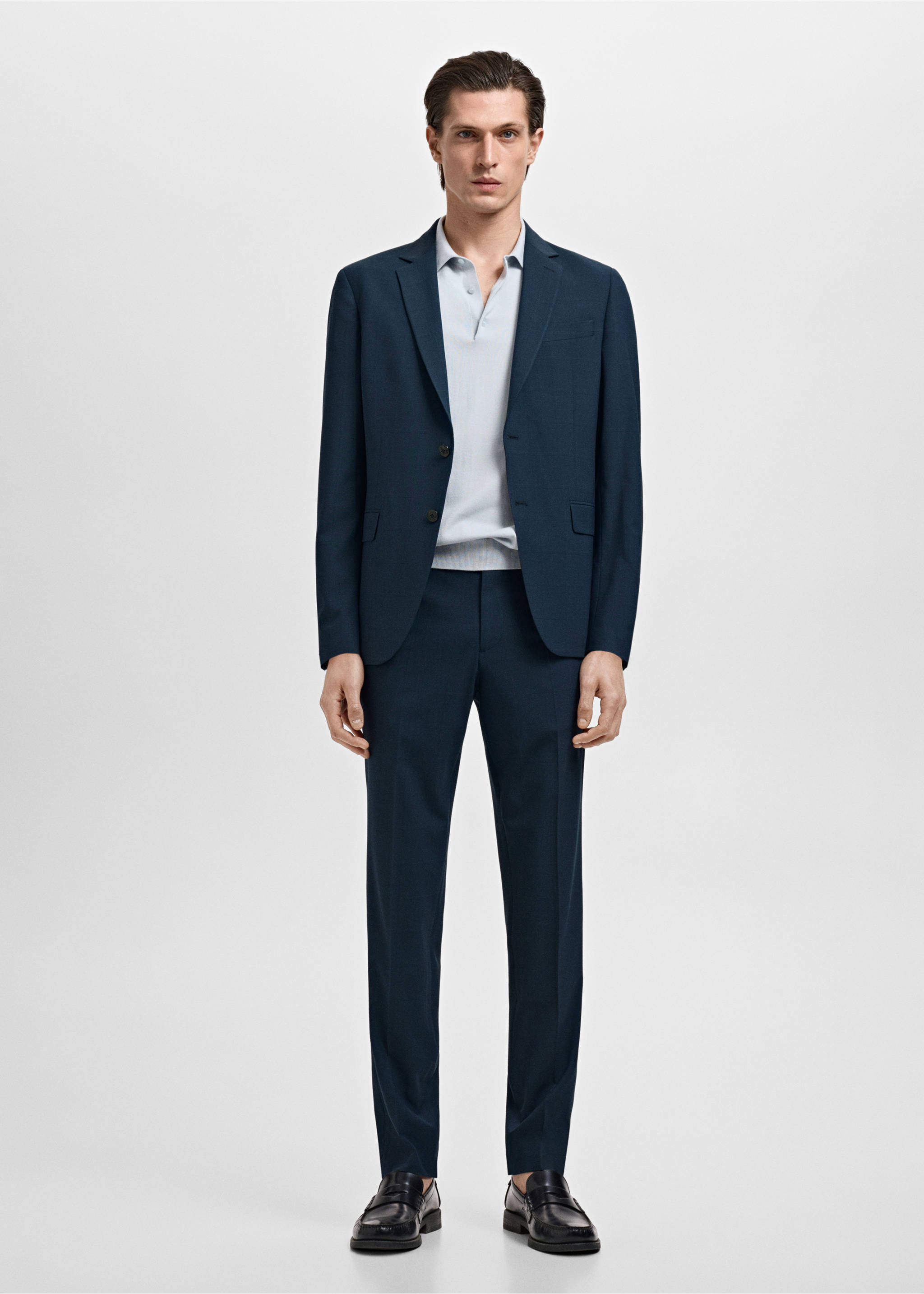 Super slim-fit suit jacket in stretch fabric - General plane, Indigo Blue. Ref: 17071176-00.