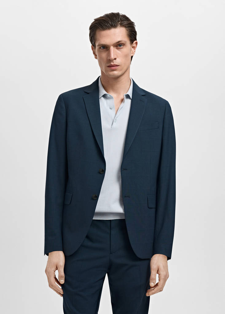 Super slim-fit suit jacket in stretch fabric — Indigo Blue