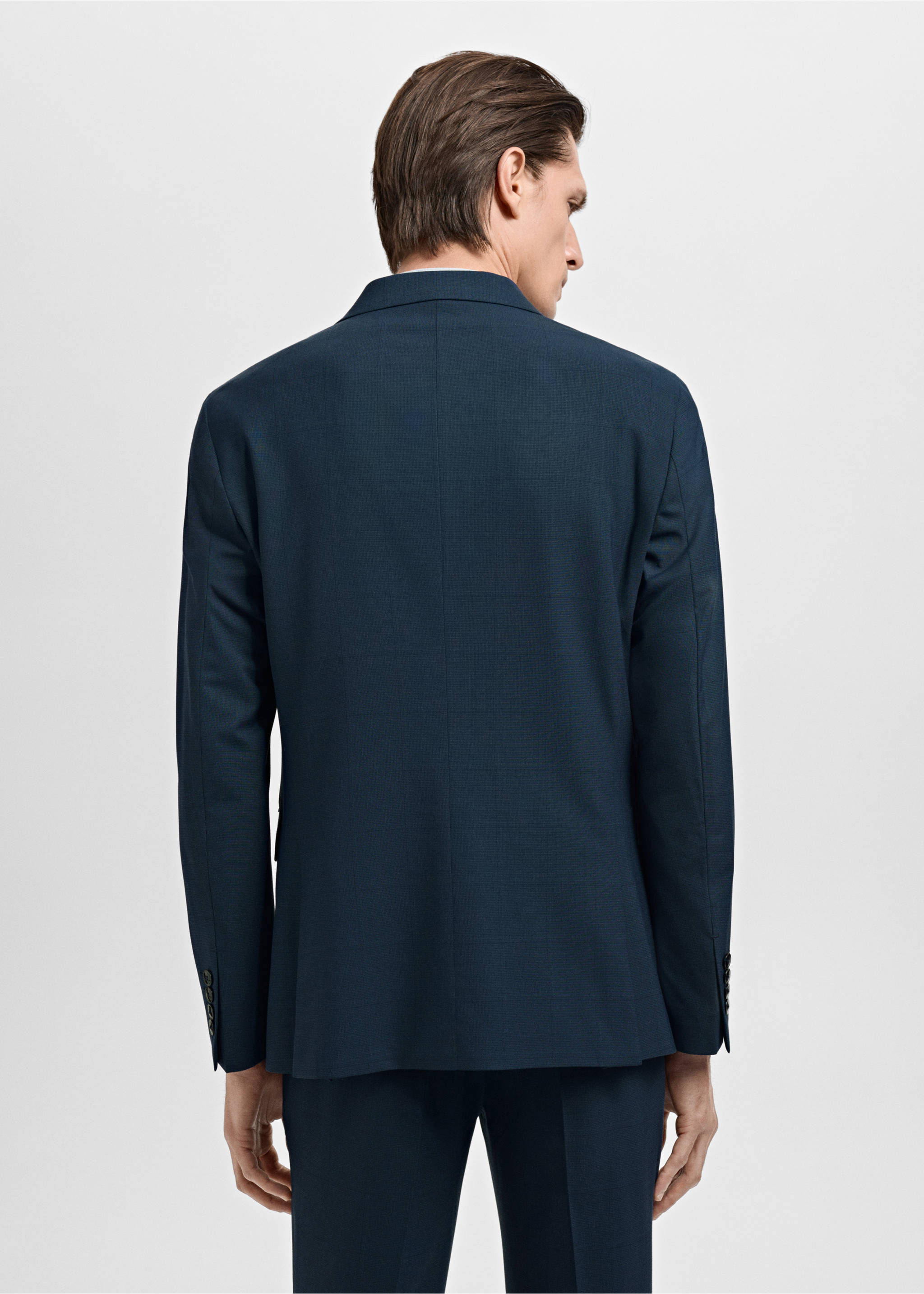Super slim-fit suit jacket in stretch fabric - Reverse of the article, Indigo Blue. Ref: 17071176-00.