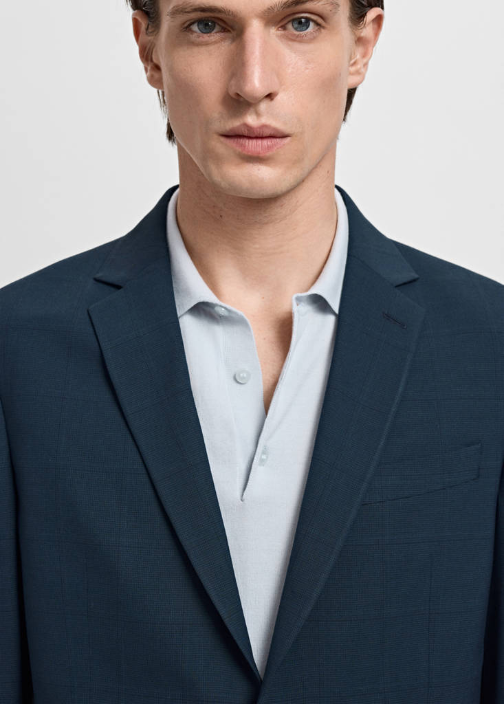 Super slim-fit suit jacket in stretch fabric — Indigo Blue