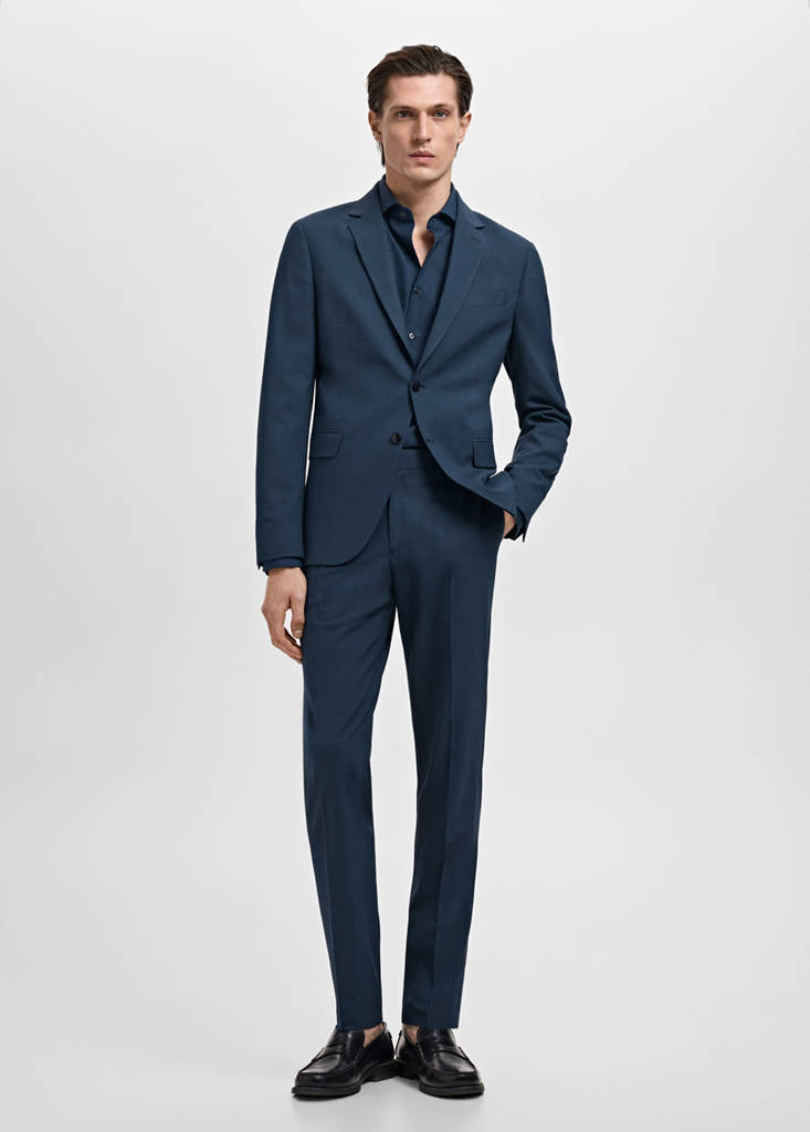 Super slim-fit suit jacket in stretch fabric — Indigo Blue