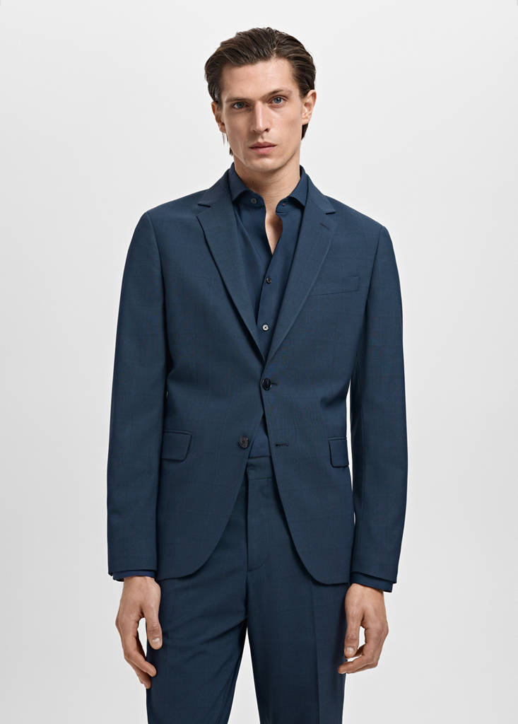 Super slim-fit suit jacket in stretch fabric — Indigo Blue