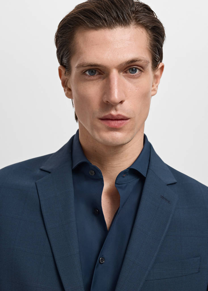 Super slim-fit suit jacket in stretch fabric — Indigo Blue