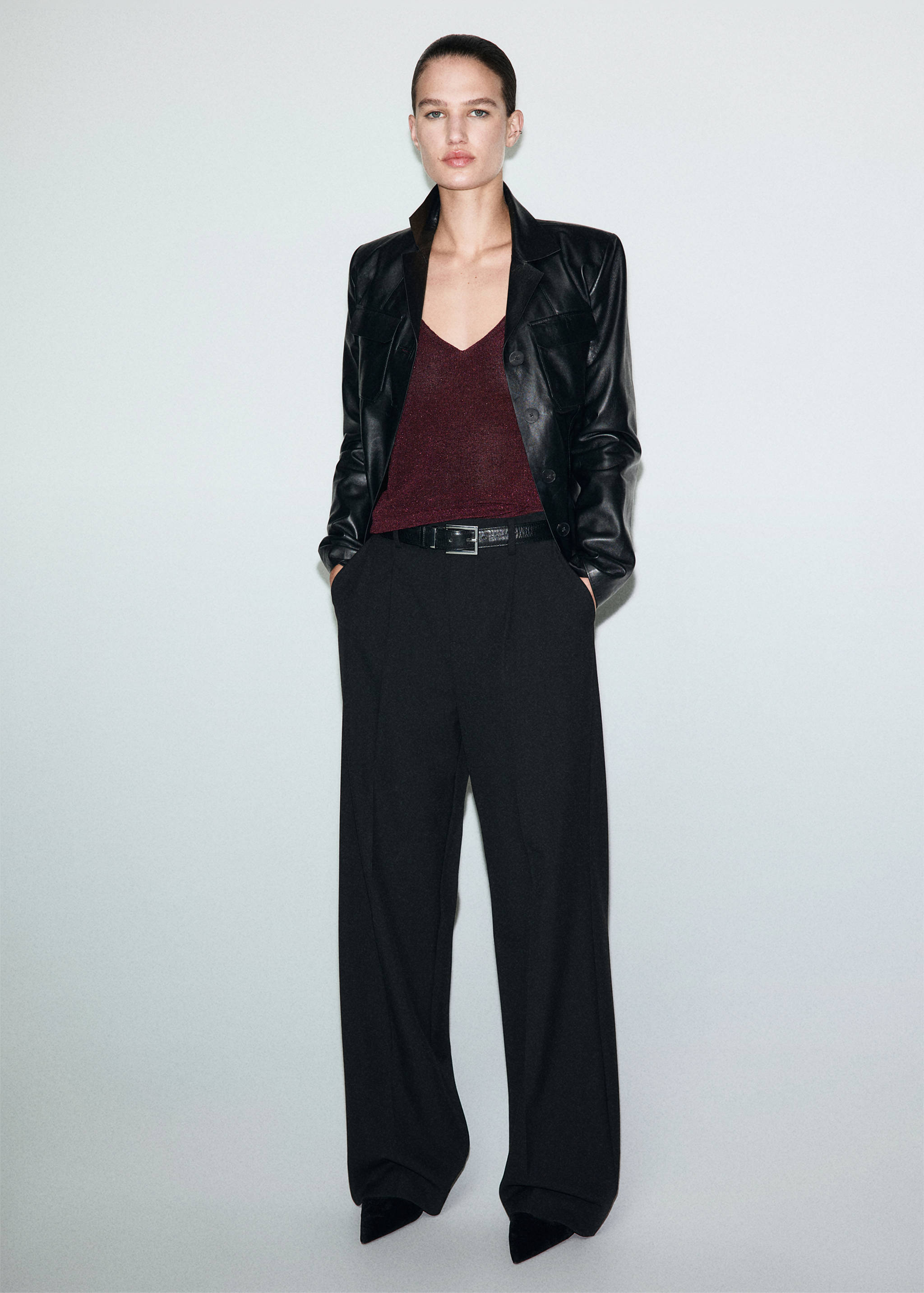 Top maille Lurex col en V - Plan général