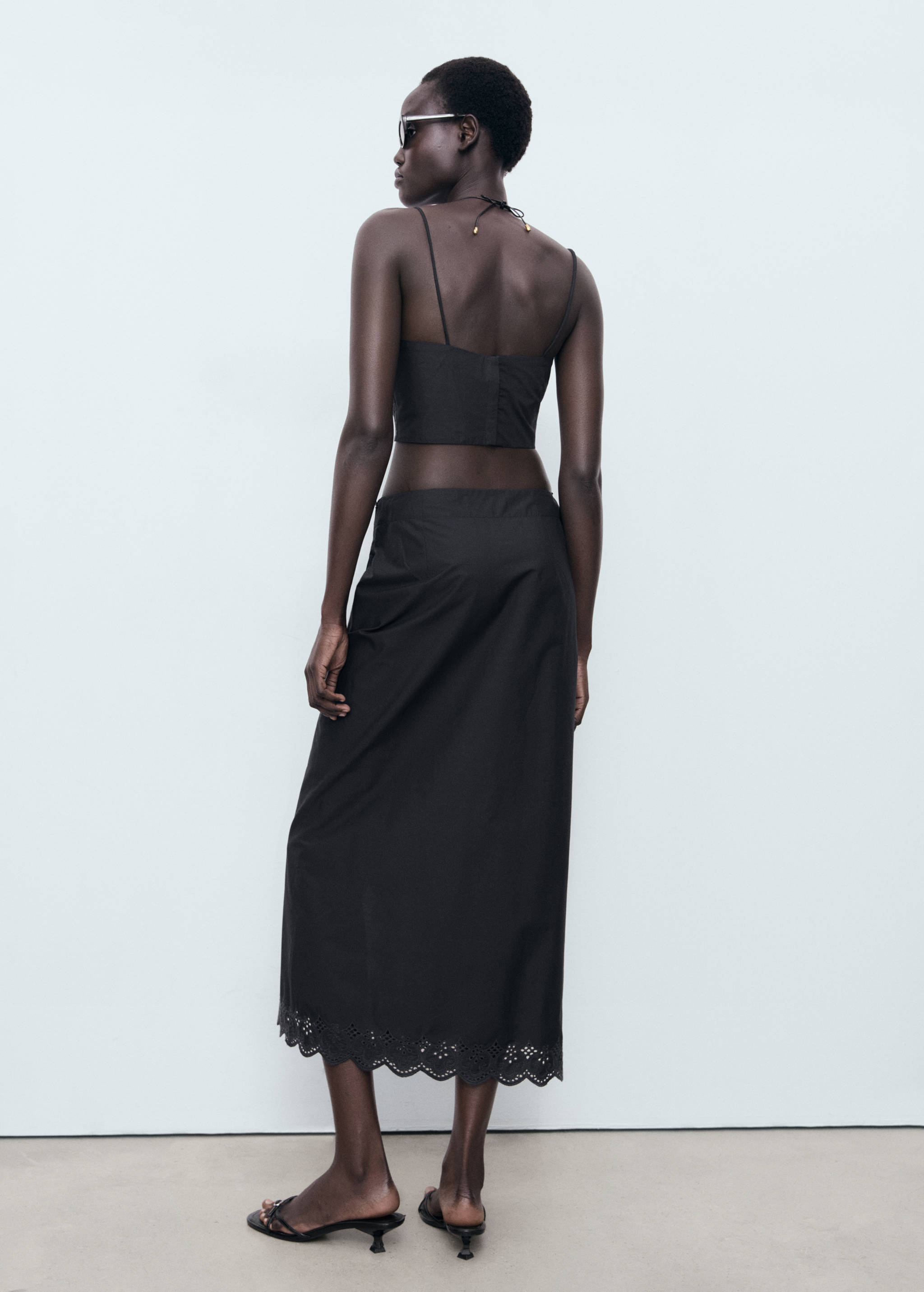 Φούστα βαμβακερή κεντητή - Πίσω όψη προϊόντος