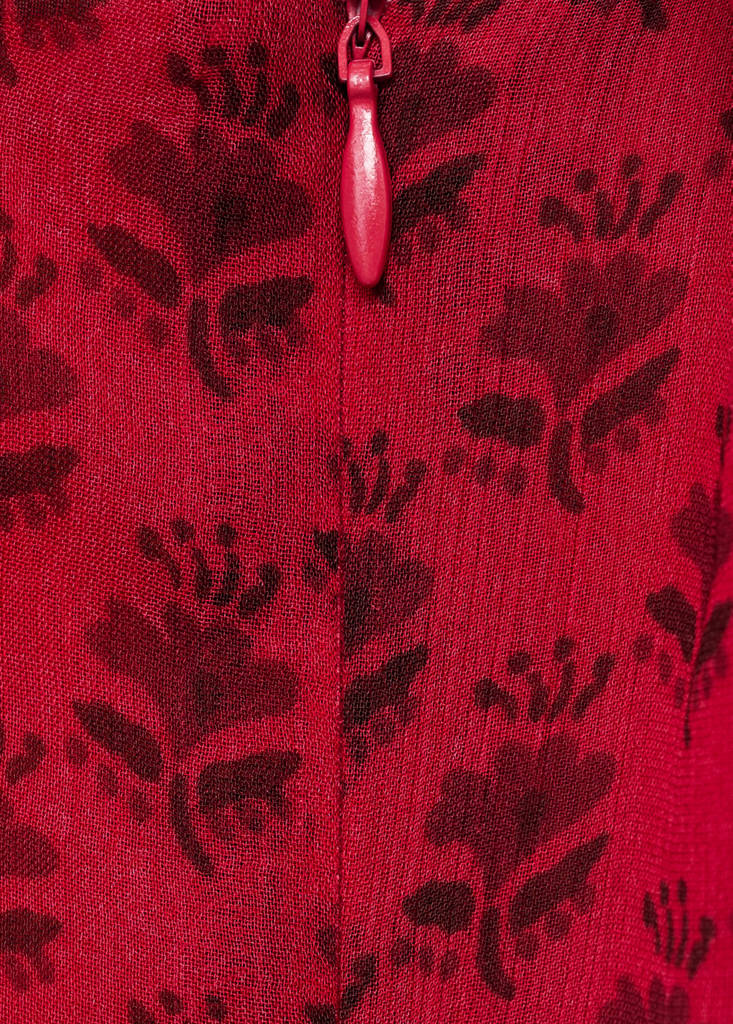 Floral-print chiffon dress — Red