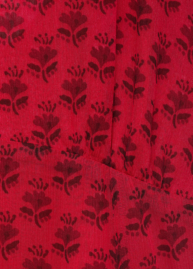 Floral-print chiffon dress — Red