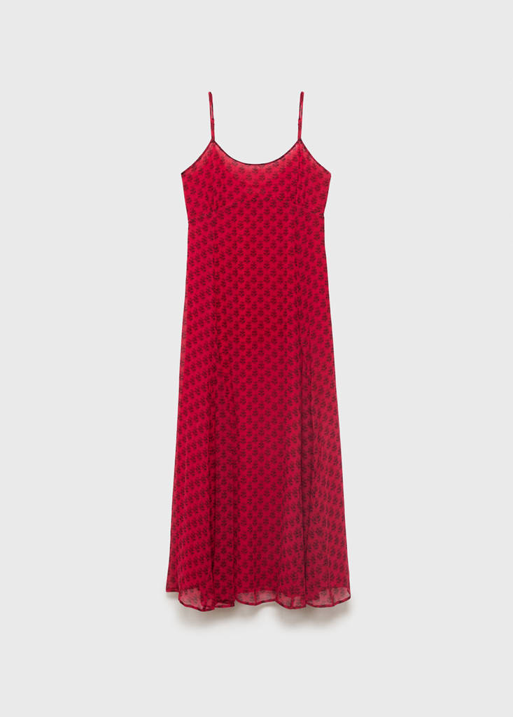Floral-print chiffon dress — Red
