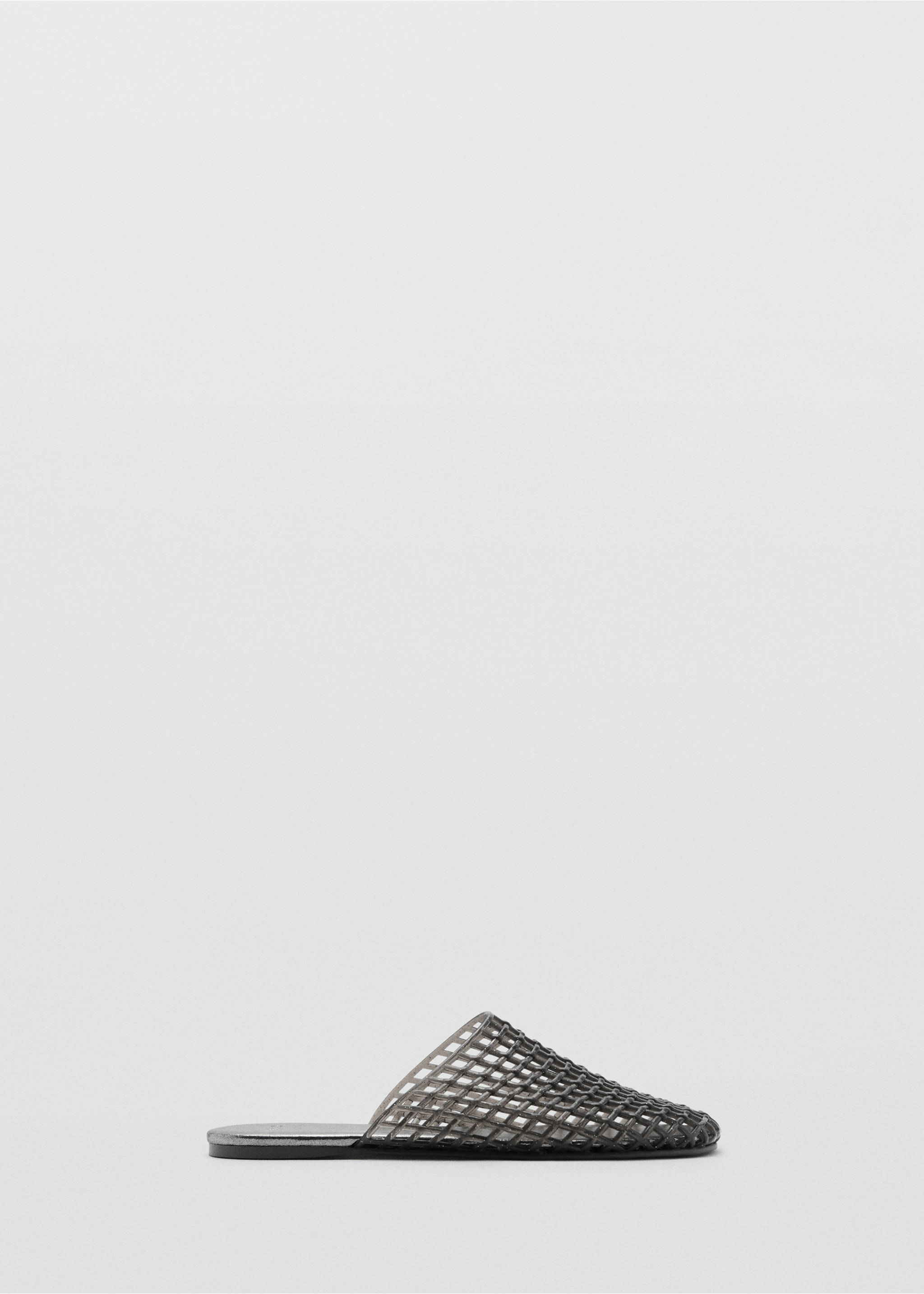 Dark grey semi-transparent flat shoe with a netted pointed toe., Grey. Ref: 17071195-00.