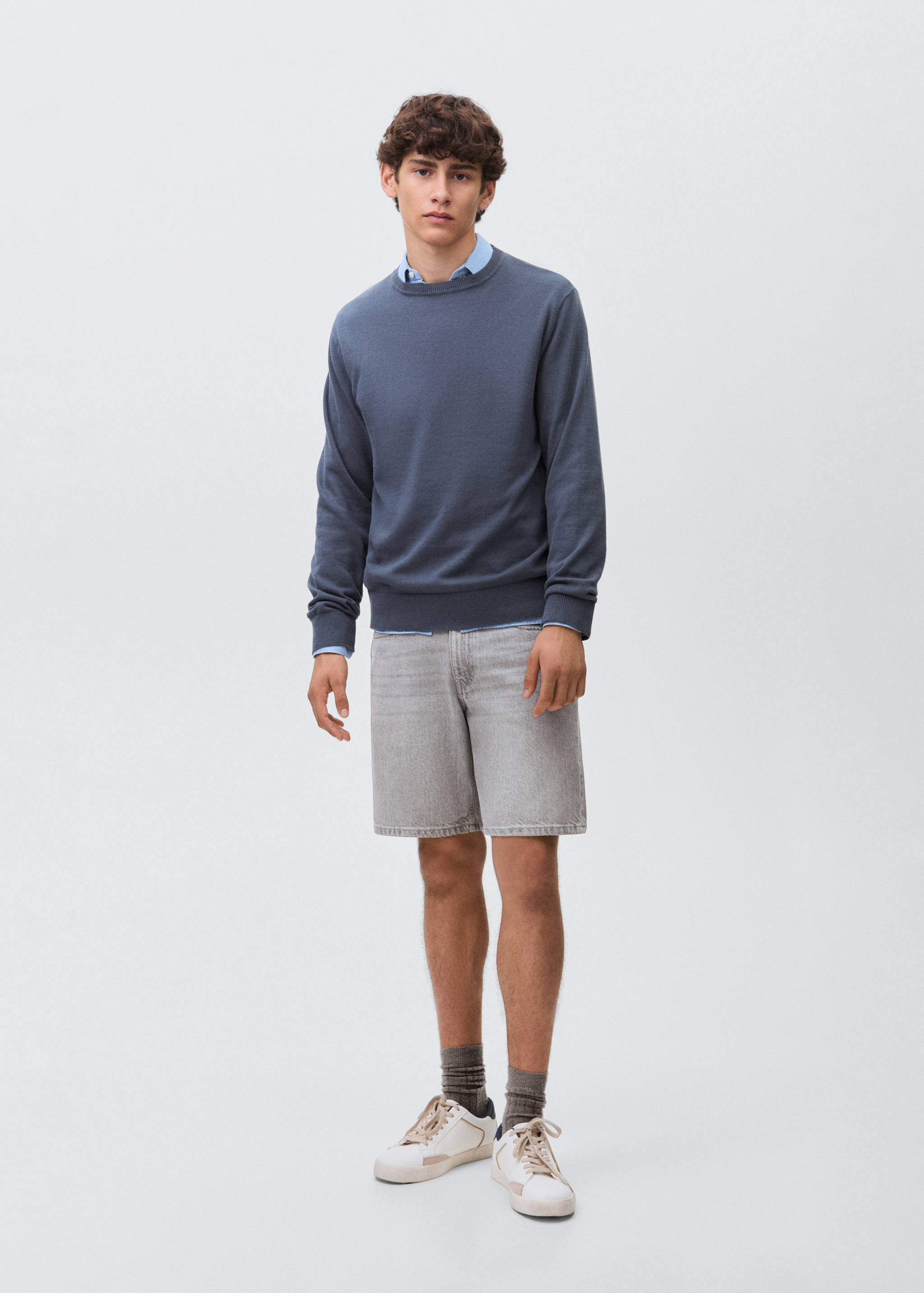 Cotton denim shorts - General plane