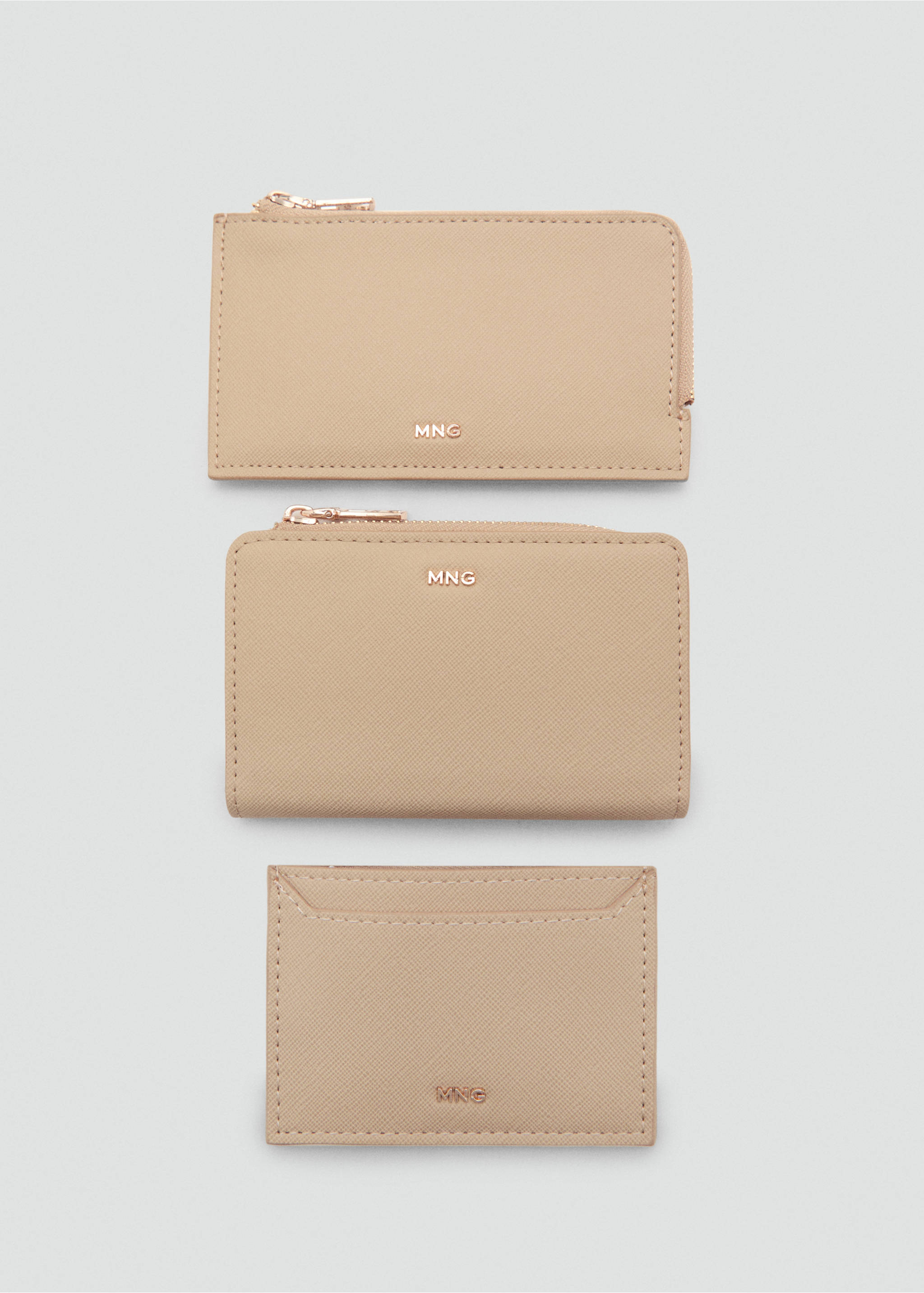 Porte-cartes effet saffiano - Détail de l'article 2, Vanille. Ref: 17071216-00.