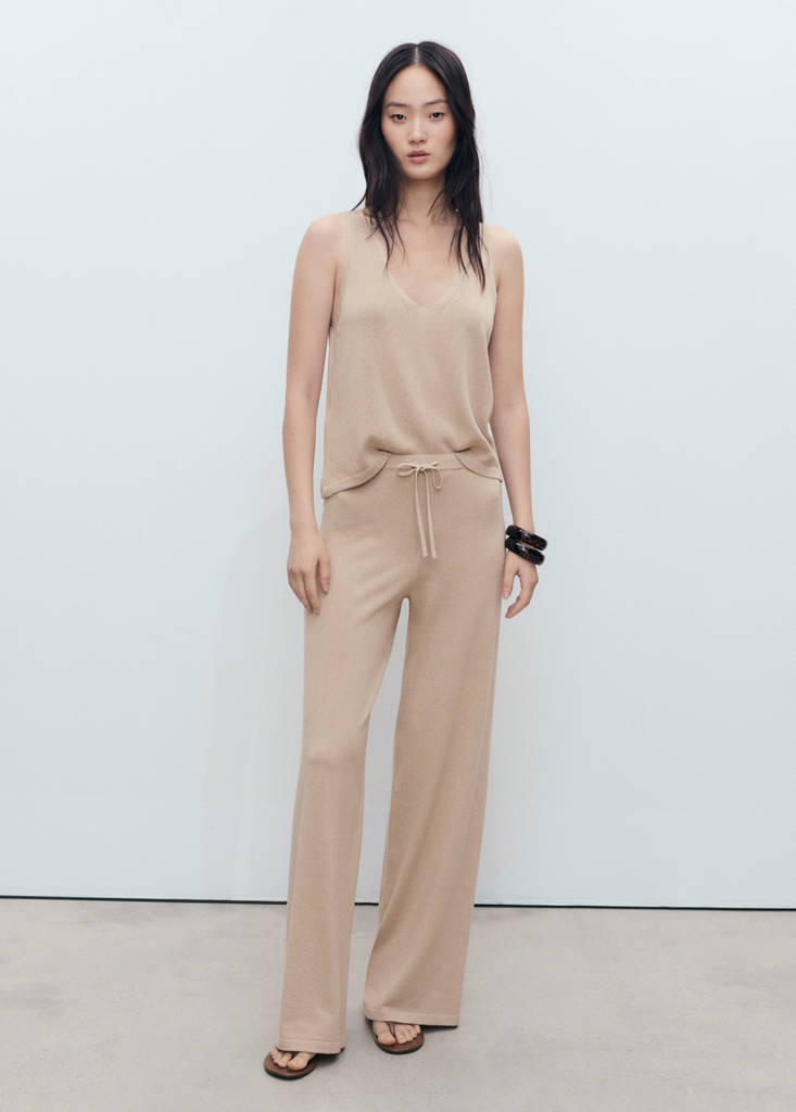 Straight knitted trousers — Light/Pastel Grey