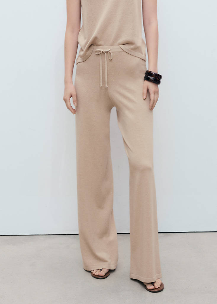 Straight knitted trousers — Light/Pastel Grey