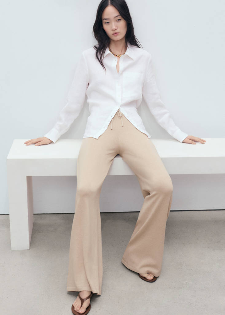 Straight knitted trousers — Light/Pastel Grey