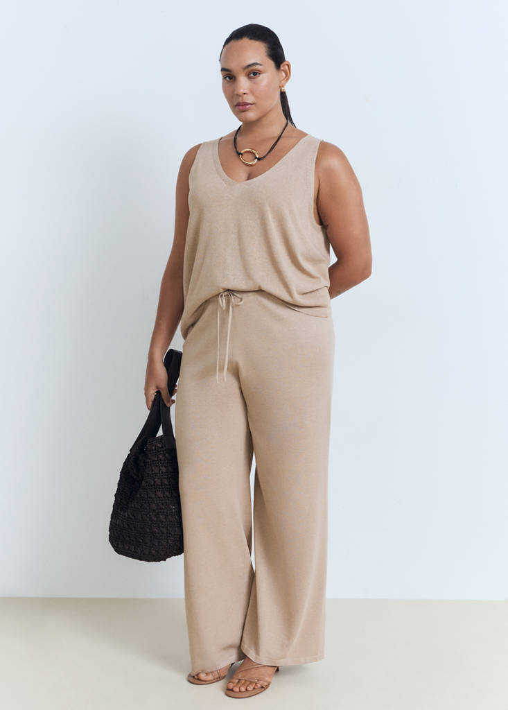 Straight knitted trousers — Light/Pastel Grey