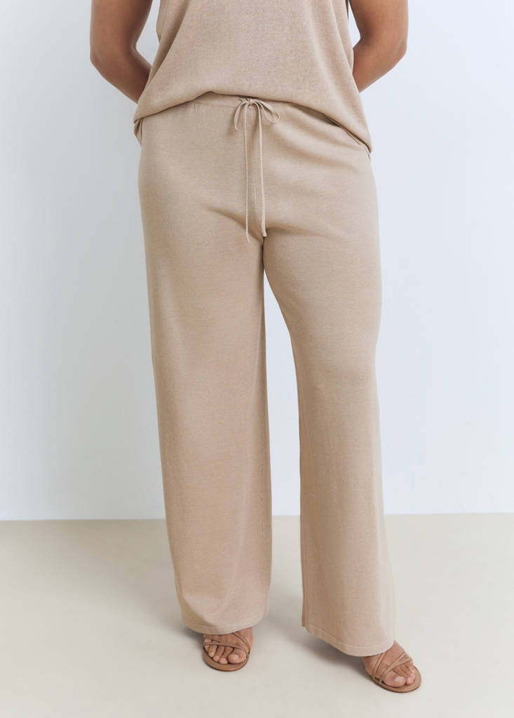 Straight knitted trousers — Light/Pastel Grey