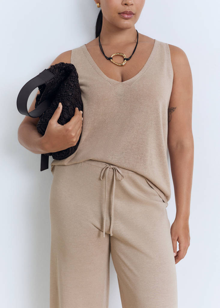 Straight knitted trousers — Light/Pastel Grey