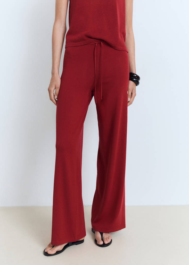 Straight knitted trousers — Red