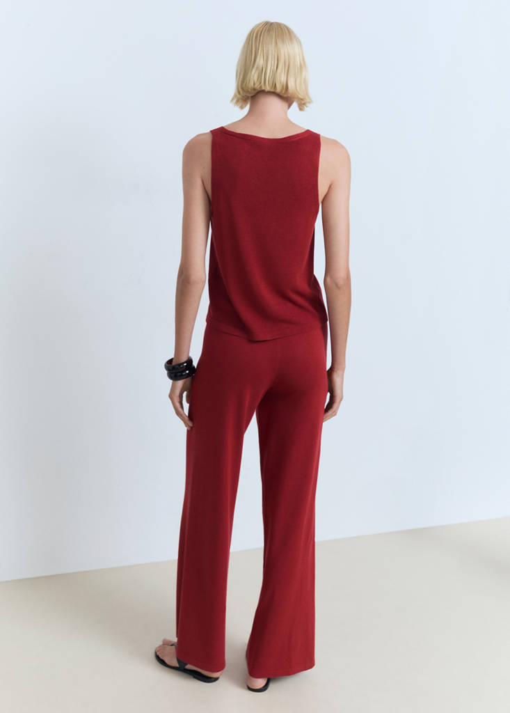 Straight knitted trousers — Red