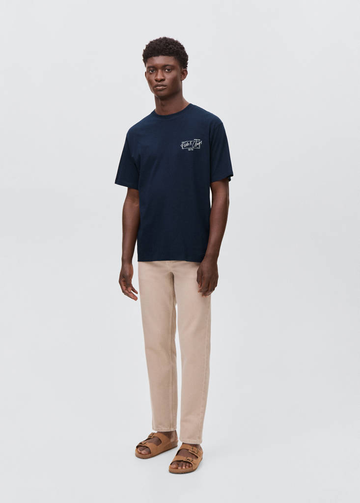 Short-sleeved printed t-shirt — Navy